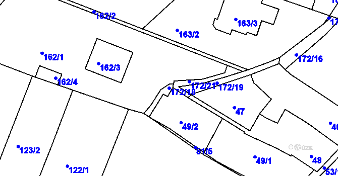 Parcela st. 172/18 v KÚ Pokratice, Katastrální mapa