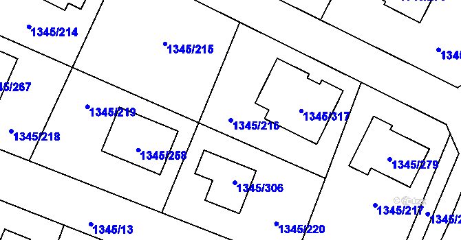 Parcela st. 1345/216 v KÚ Pokratice, Katastrální mapa
