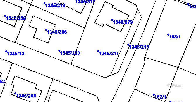 Parcela st. 1345/217 v KÚ Pokratice, Katastrální mapa