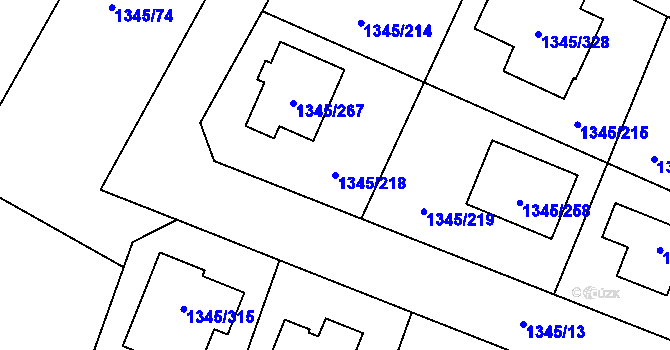 Parcela st. 1345/218 v KÚ Pokratice, Katastrální mapa