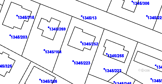 Parcela st. 1345/252 v KÚ Pokratice, Katastrální mapa