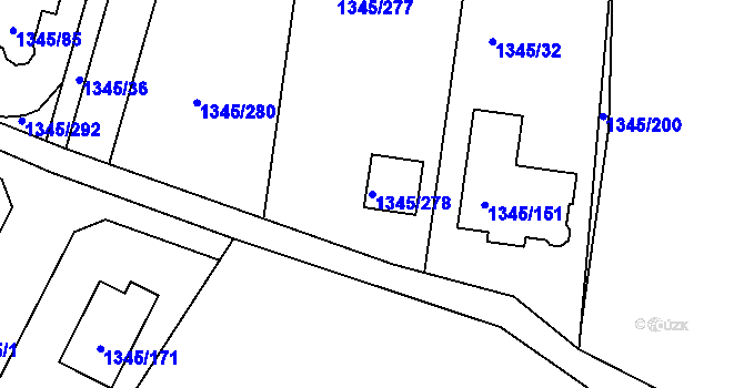 Parcela st. 1345/278 v KÚ Pokratice, Katastrální mapa