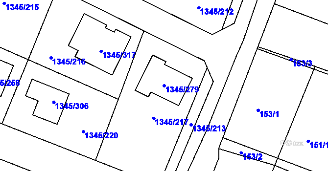 Parcela st. 1345/279 v KÚ Pokratice, Katastrální mapa