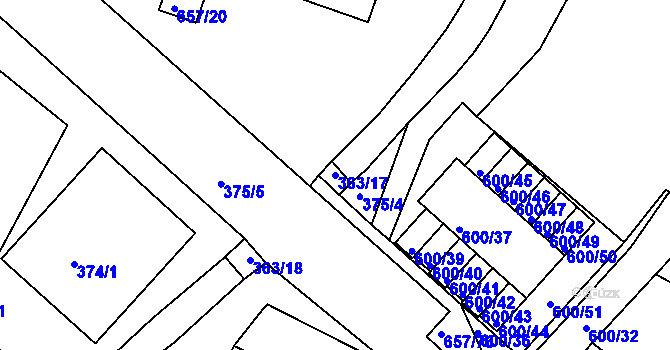 Parcela st. 363/17 v KÚ Pokratice, Katastrální mapa