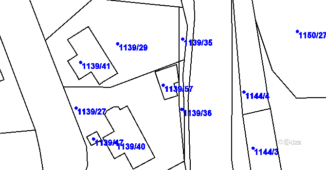Parcela st. 1139/57 v KÚ Pokratice, Katastrální mapa
