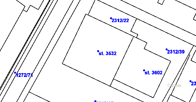 Parcela st. 3532 v KÚ Litomyšl, Katastrální mapa