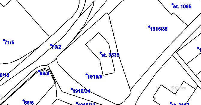Parcela st. 3535 v KÚ Litomyšl, Katastrální mapa