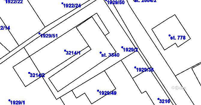 Parcela st. 3540 v KÚ Litomyšl, Katastrální mapa