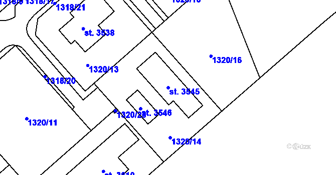 Parcela st. 3545 v KÚ Litomyšl, Katastrální mapa