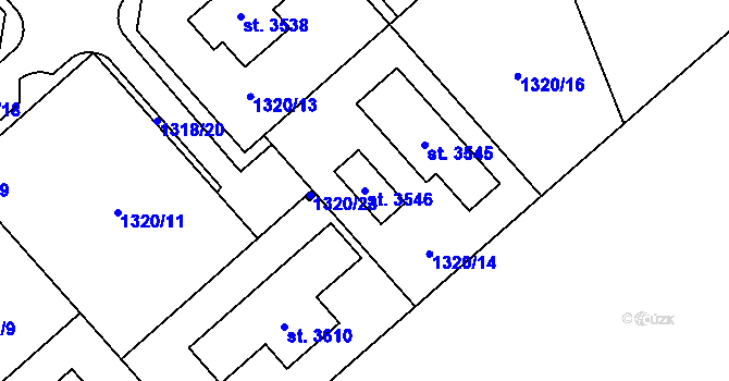 Parcela st. 3546 v KÚ Litomyšl, Katastrální mapa