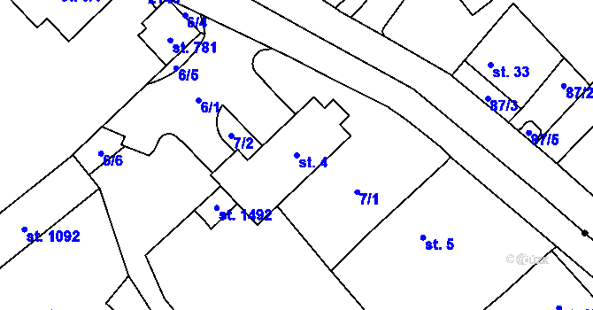 Parcela st. 4 v KÚ Litomyšl, Katastrální mapa