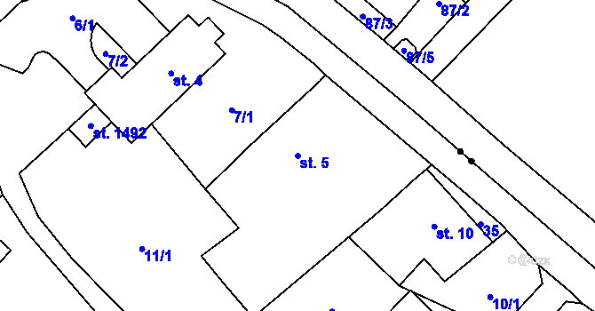 Parcela st. 5 v KÚ Litomyšl, Katastrální mapa