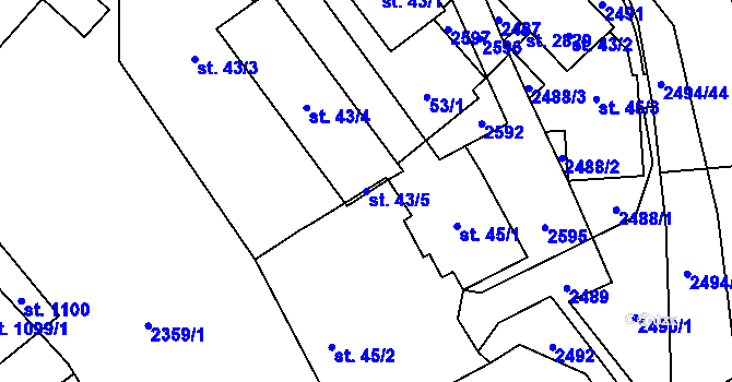 Parcela st. 43/5 v KÚ Litomyšl, Katastrální mapa