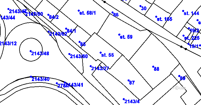 Parcela st. 55 v KÚ Litomyšl, Katastrální mapa