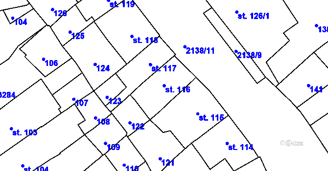 Parcela st. 116 v KÚ Litomyšl, Katastrální mapa
