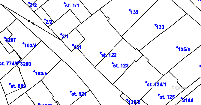 Parcela st. 122 v KÚ Litomyšl, Katastrální mapa