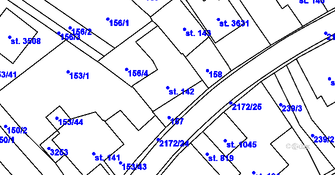 Parcela st. 142 v KÚ Litomyšl, Katastrální mapa