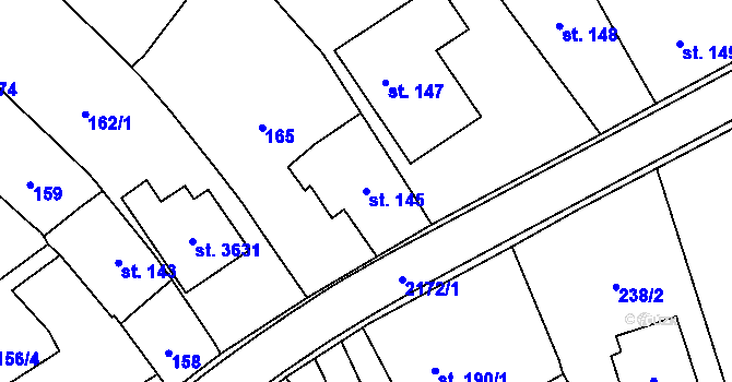 Parcela st. 145 v KÚ Litomyšl, Katastrální mapa
