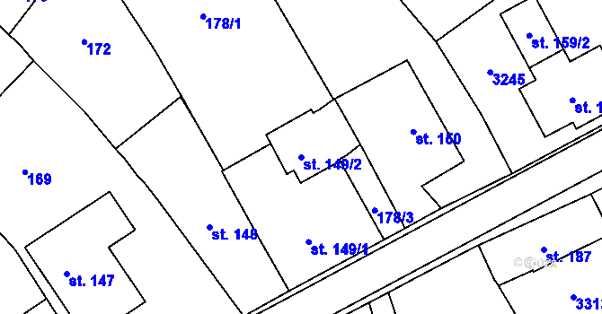 Parcela st. 149/2 v KÚ Litomyšl, Katastrální mapa