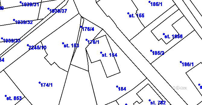 Parcela st. 154 v KÚ Litomyšl, Katastrální mapa