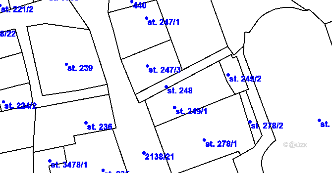 Parcela st. 248 v KÚ Litomyšl, Katastrální mapa