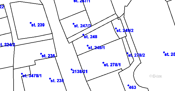 Parcela st. 249/1 v KÚ Litomyšl, Katastrální mapa
