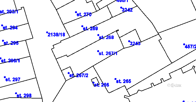 Parcela st. 267/1 v KÚ Litomyšl, Katastrální mapa