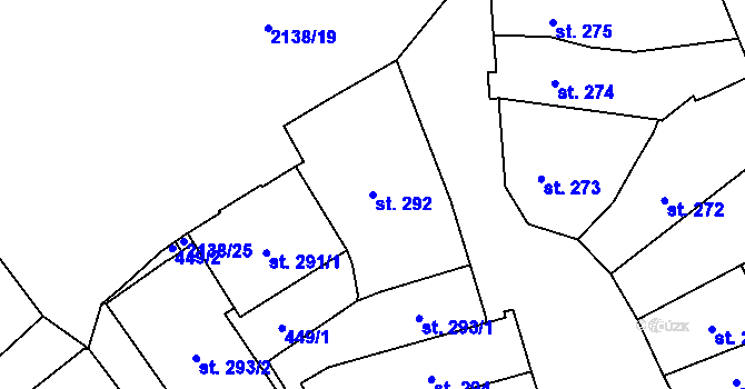 Parcela st. 292 v KÚ Litomyšl, Katastrální mapa