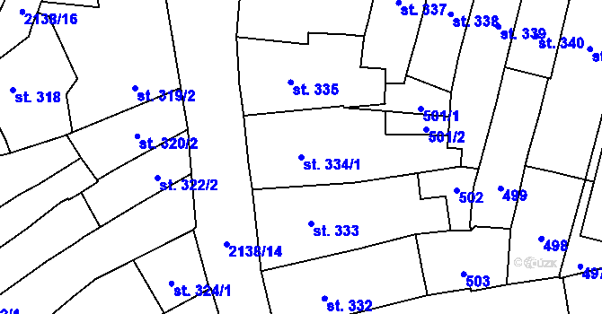 Parcela st. 334/1 v KÚ Litomyšl, Katastrální mapa