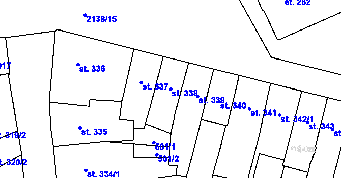 Parcela st. 338 v KÚ Litomyšl, Katastrální mapa