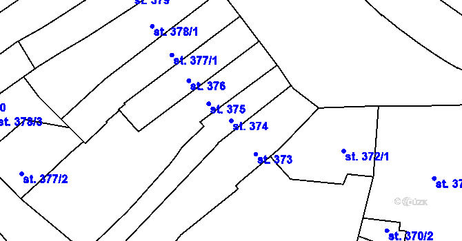 Parcela st. 374 v KÚ Litomyšl, Katastrální mapa