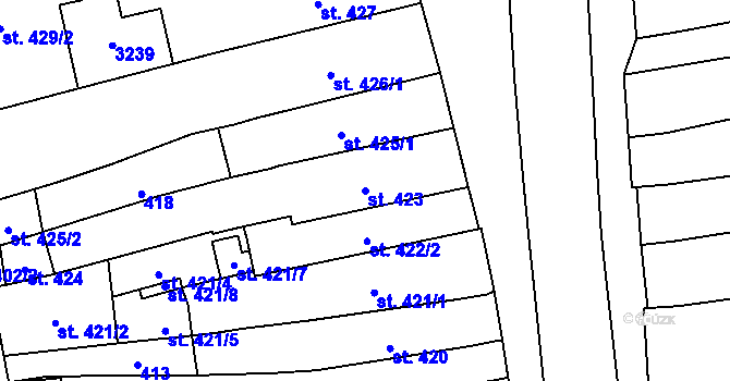 Parcela st. 423 v KÚ Litomyšl, Katastrální mapa