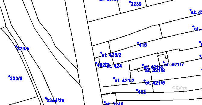 Parcela st. 425/2 v KÚ Litomyšl, Katastrální mapa