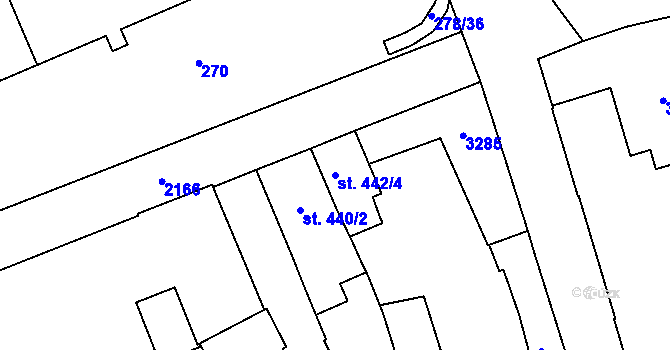 Parcela st. 442/4 v KÚ Litomyšl, Katastrální mapa