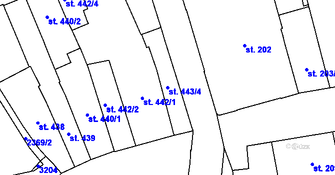 Parcela st. 443/4 v KÚ Litomyšl, Katastrální mapa