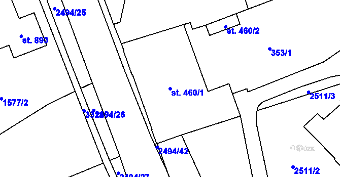 Parcela st. 460/1 v KÚ Litomyšl, Katastrální mapa