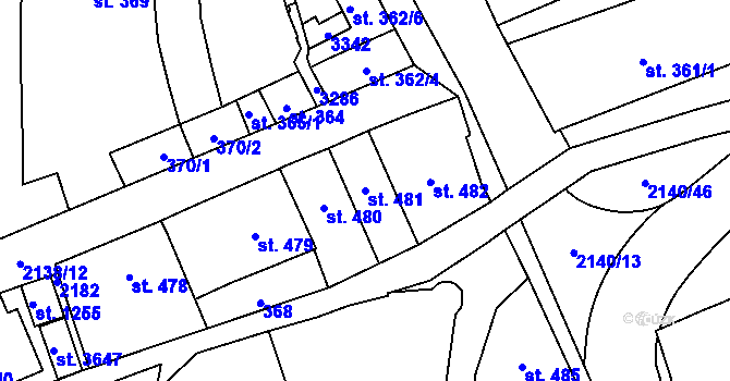 Parcela st. 481 v KÚ Litomyšl, Katastrální mapa