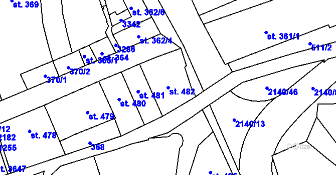 Parcela st. 482 v KÚ Litomyšl, Katastrální mapa