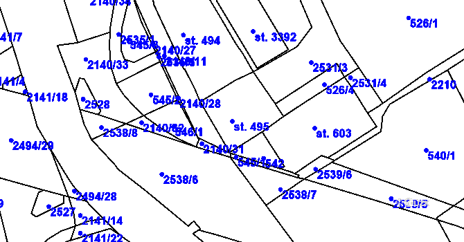 Parcela st. 495 v KÚ Litomyšl, Katastrální mapa