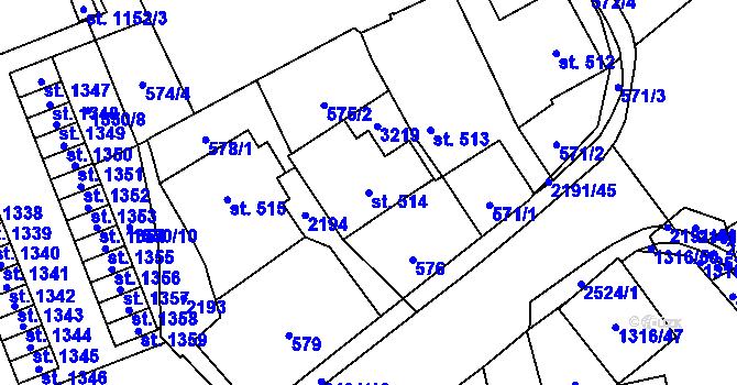 Parcela st. 514 v KÚ Litomyšl, Katastrální mapa