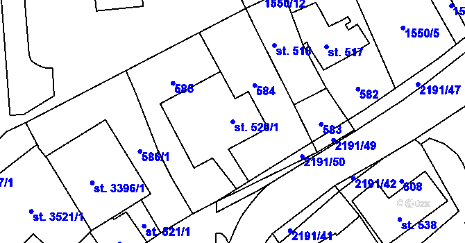 Parcela st. 520/1 v KÚ Litomyšl, Katastrální mapa