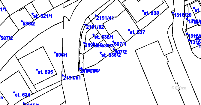 Parcela st. 536/2 v KÚ Litomyšl, Katastrální mapa