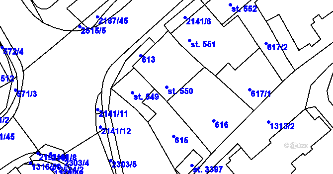 Parcela st. 550 v KÚ Litomyšl, Katastrální mapa