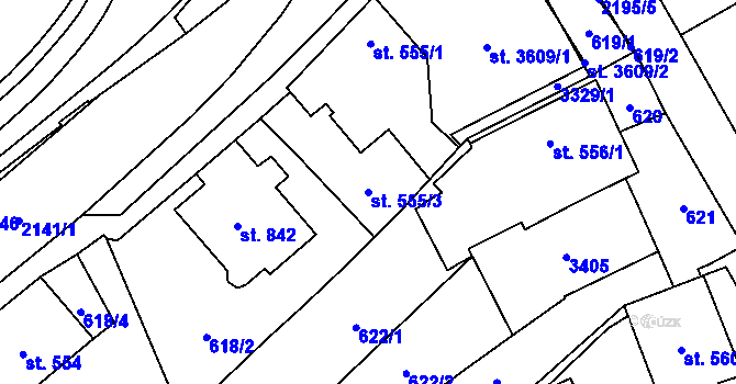 Parcela st. 555/3 v KÚ Litomyšl, Katastrální mapa