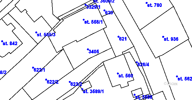 Parcela st. 556/2 v KÚ Litomyšl, Katastrální mapa