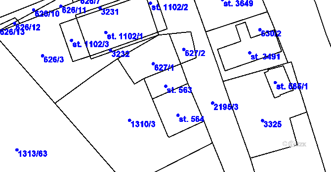 Parcela st. 563 v KÚ Litomyšl, Katastrální mapa