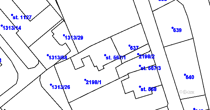 Parcela st. 567/1 v KÚ Litomyšl, Katastrální mapa