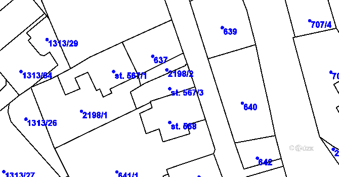 Parcela st. 567/3 v KÚ Litomyšl, Katastrální mapa