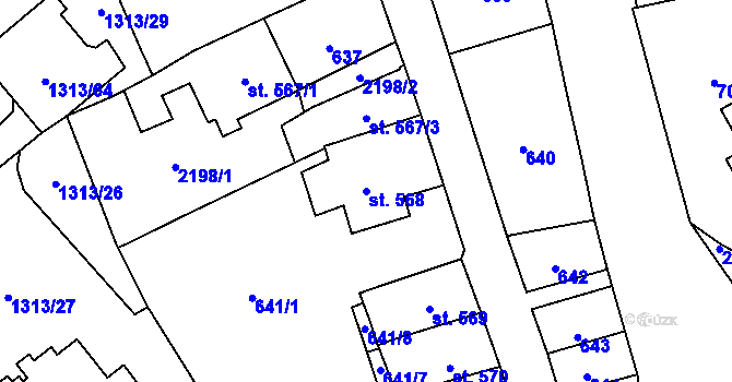 Parcela st. 568 v KÚ Litomyšl, Katastrální mapa