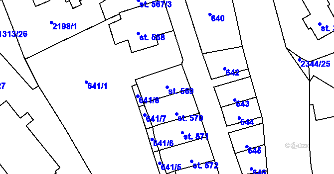 Parcela st. 569 v KÚ Litomyšl, Katastrální mapa